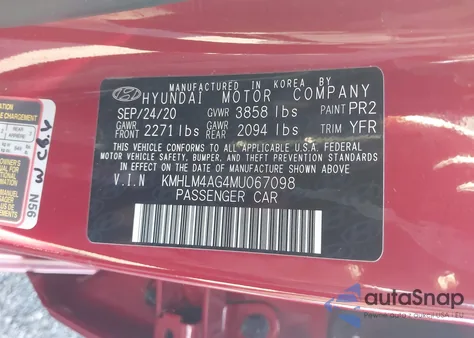 2021 Hyundai Elantra Sel from USA, damaged, VIN KMHLM4AG4MU067098